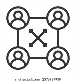 Cross Functional Outline Icon Vector Illustration