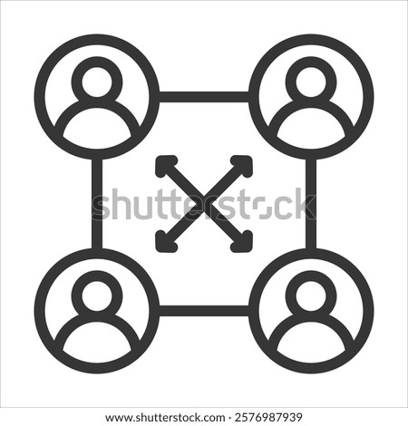 Cross Functional Outline Icon Vector Illustration