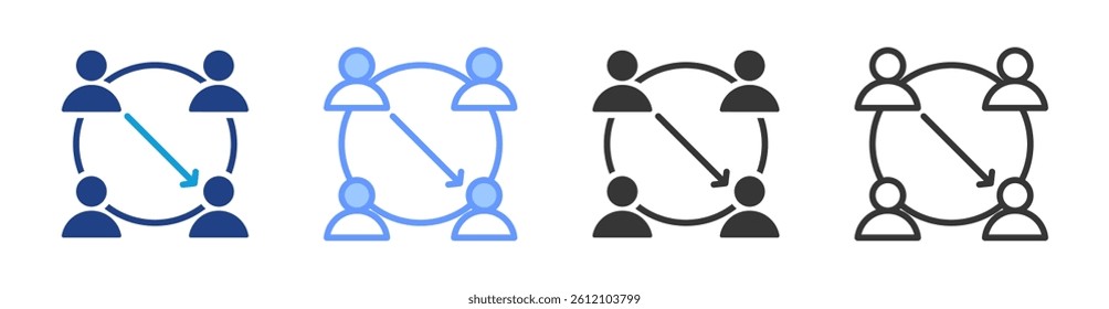 Cross Functional Team icon set multiple style collection