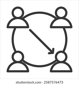 Cross Functional Team Outline Icon Vector Illustration