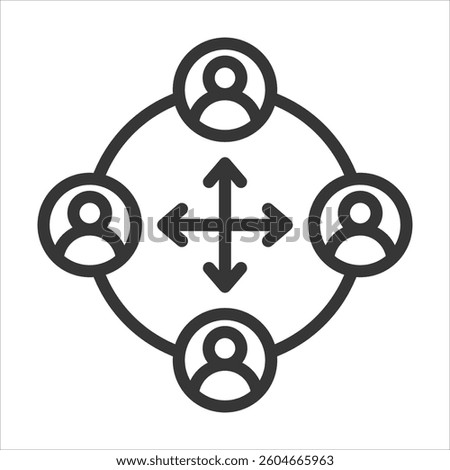 Cross Functional Team Outline Icon Vector Illustration