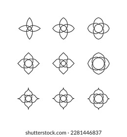 Cross geometric elements for your project. Four leaf clover elements for your project. Simple geometric shape. 