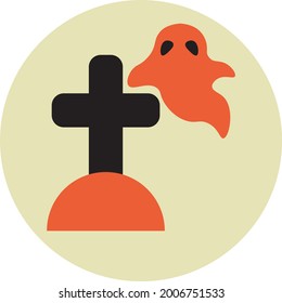 Cross and ghost, illustration, vector on a white background.