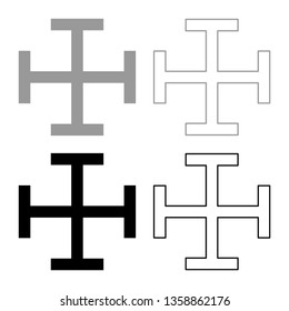 Cross gibbet resembling hindhead Cross monogram Religious cross icon set black color vector illustration flat style simple image