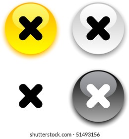 Cross glossy round vector buttons.