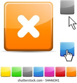 Cross glossy vibrant web icon.