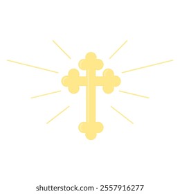 Cross with Golden Rays Vector Illustration