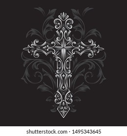 cross gothic syle vector ornament