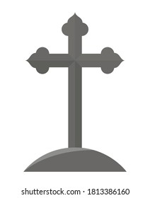 cross grave icon design, death tomb cementary and scary theme Vector illustration