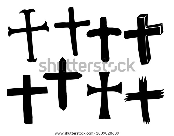 cross-grave-silhouette-halloween-hallowen-image-stock-vector-royalty