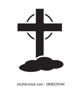cross grave silhouette style icon design, death tomb cementary and scary theme Vector illustration