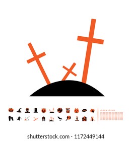 cross graveyard icon flat design