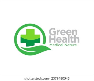 Cross-Green Health-Logo-Designs für pflanzliche Gesundheitsdienste