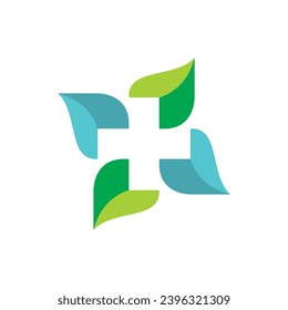 logotipo cruzado de círculo de hoja verde