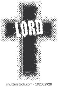 Cross. Grunge halftone effect