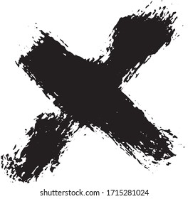 Cross grunge. Smears of black paint. Crossed ink lines