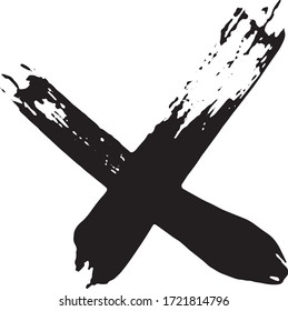 Cross grunge. Smears of black paint. Crossed ink lines