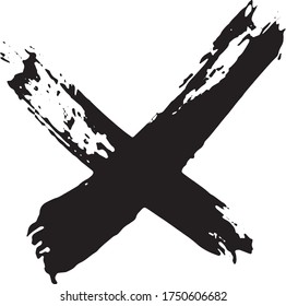 Cross grunge. Smears of black paint. Crossed ink lines