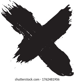 Cross grunge. Smears of black paint. Crossed ink lines