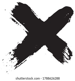 Cross grunge. Smears of black paint. Crossed ink lines
