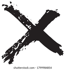 Cross grunge. Smears of black paint. Crossed ink lines