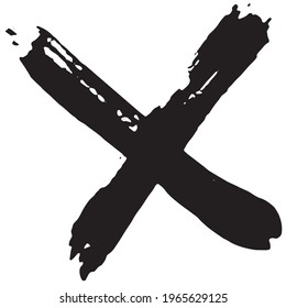 Cross grunge. Smears of black paint. Crossed ink lines