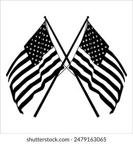 Cross Guard American Flag Silhouette EPS Vector 