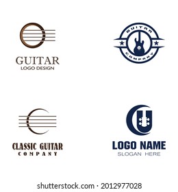 Cross Guitar Music Band Emblem Stamp Vintage Retro logo design