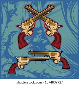 cross gun hand drawing vector