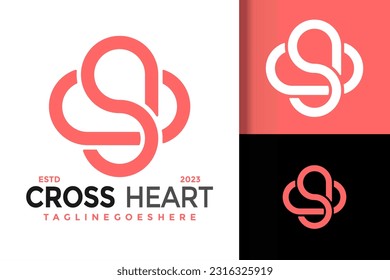 Cross Haert Letter S Logo vector icon illustration