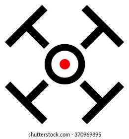 Cross hair, target mark symbol with red dot isolated on white.