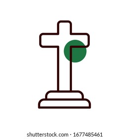 cross half line half color style icon design, Religion culture belief religious faith god spiritual meditation and traditional theme Vector illustration