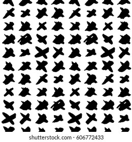 Cross Hand Drawn Seamless Pattern. Vector Illustration of Grunge Tileable Background.