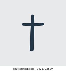 Cross hand drawn symbol. Christian crosse, religious sign icon, crucifix symbol vector illustration. Stock vector illustration isolated