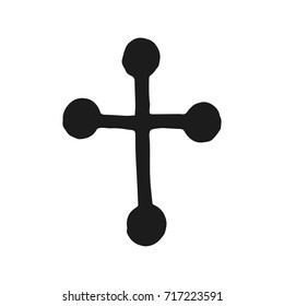 Cross. Hand made icon. Black sign isolated on a white background. Vector illustration. Eps 10.