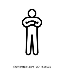 cross hand man line icon vector. cross hand man sign. isolated contour symbol black illustration