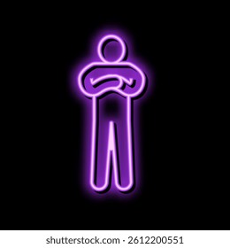 cross hand man neon light sign vector. cross hand man sign. isolated symbol illustration