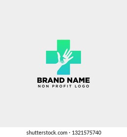 cross hand medical health care logo template vector illustration