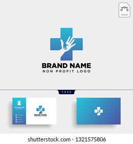cross hand medical health care logo template vector illustration