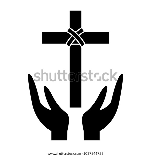 Cross Hands Christian Catholic Paraphernalia Icon Stock Vector (Royalty ...