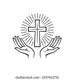 Cross Hands Symbol Isolated On White Stock Vector (Royalty Free ...