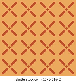 Cross hatch lattice motif in orange colours. Seamless allover line background. Stylish minimal vector illustration for interior, wallpaper, fabric, textile, phone case. Simple woven graphic design.