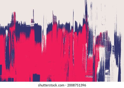 Cross hatching paint strokes, artwork, painting on canvas. Dirty oil, acrylic painted art, vector texture. Abstract grungy background, light hand drawn cover, backdrop, red and blue colored pattern