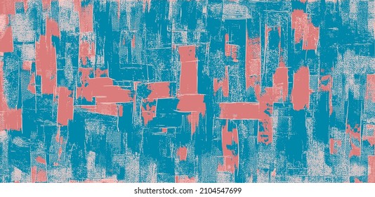 Pintura de rayas cruzadas, obras de arte, pintura sobre lienzo. Arte teñido de grueso sucio, textura vectorial. Fondo abstracto, cubierta dibujada a mano turquesa, fondo