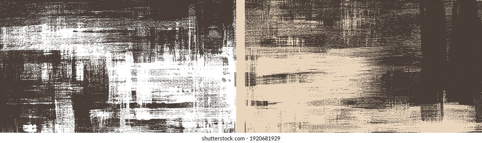 Cross hatching strokes on canvas. Modern oil, acrylic paint texture set. Abstract grungy backgrounds, light hand drawn monochrome pattern