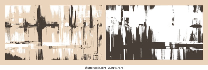 Cross hatching strokes on canvas. Oil, acrylic paint texture set. Abstract grungy backgrounds, light hand drawn monochrome pattern