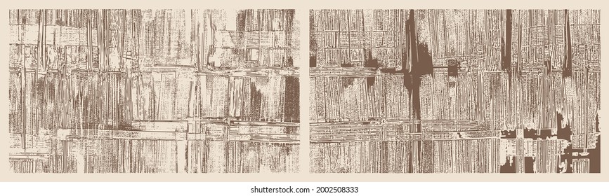 Cross hatching strokes on canvas. Oil, acrylic paint texture backgrounds set. Abstract grungy light hand drawn monochrome pattern