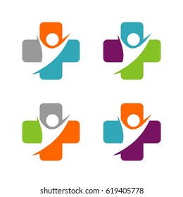 Cross Health care and Human Figure Logo Template Illustration Design. Vector EPS 10.