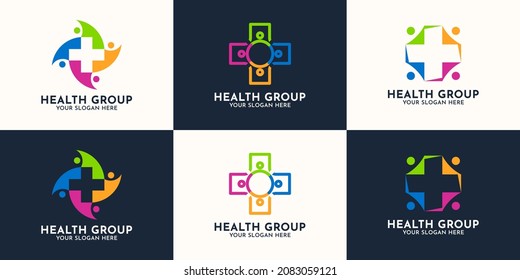 Cross Health Combine With Community Logo Concept