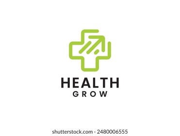 Cross Health Logo. Grow Medical Design Icon Vektorgrafik